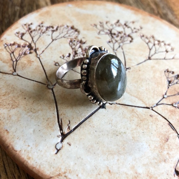VINTAGE Labradorite Sterling Silver Ring, 5 - Picture 5 of 12